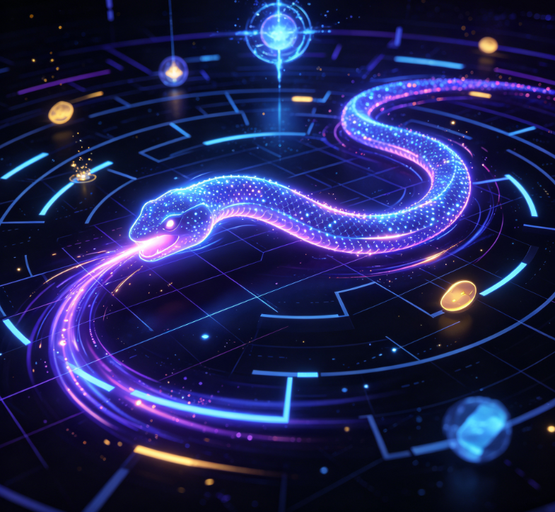 Magnetic Core Futuristic Snake Arcade Game