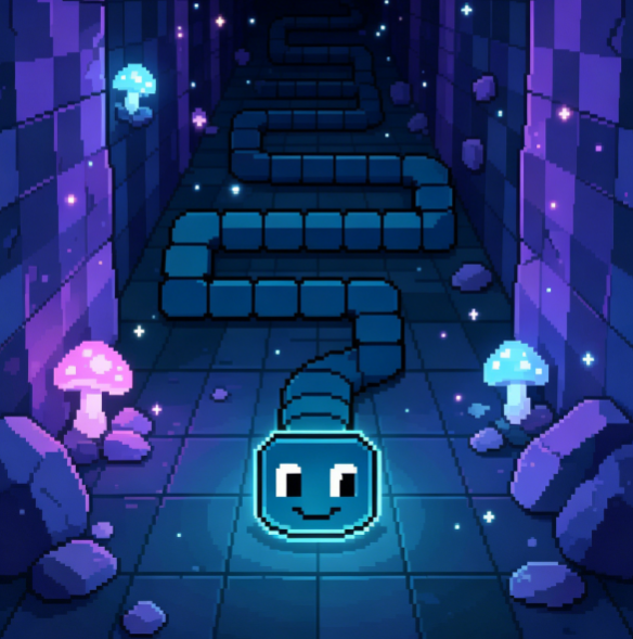 Pixel Crystal Cave Snake Adventure Game Image 2