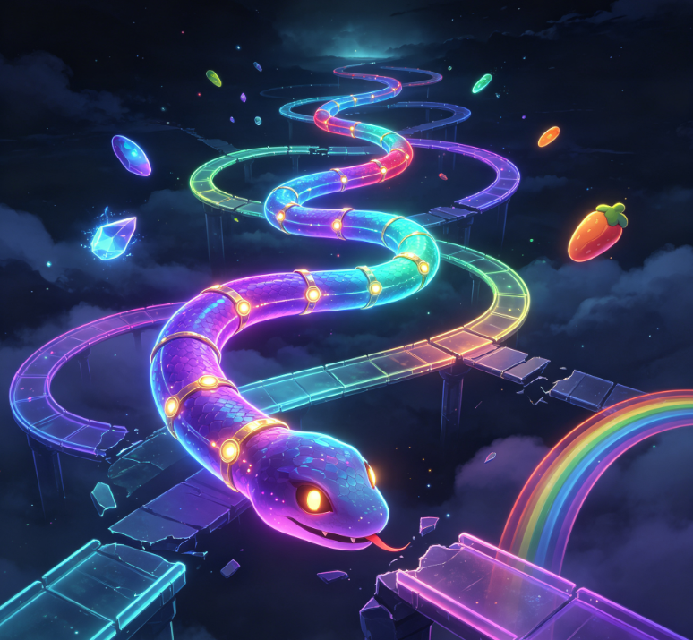 Sky‑Bridge Floating Rainbow Snake Adventure Journey