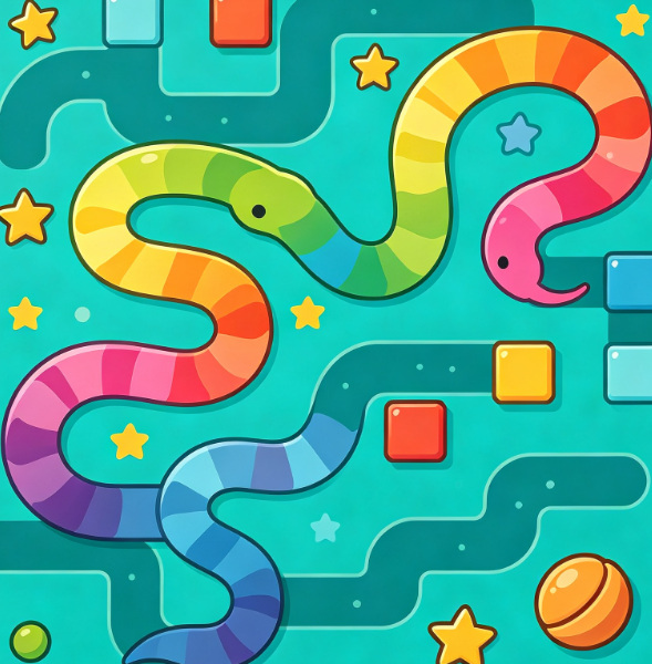Starry Sky Pixel Block Snake Space Adventure Game Image 2