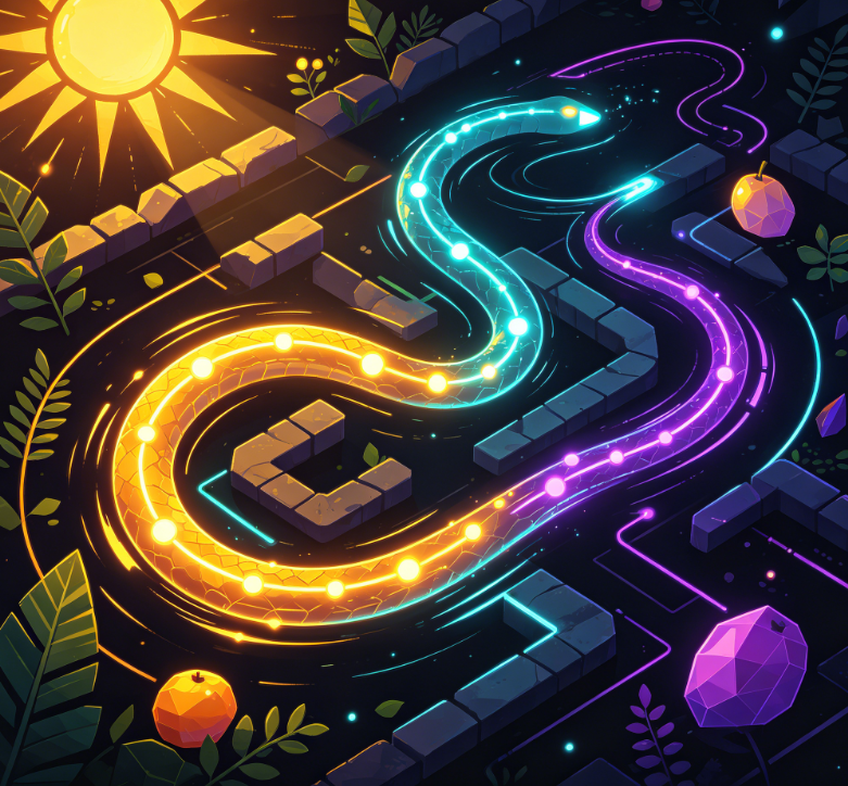 Sunny Secret Garden Neon Snake Adventure Game Image 2