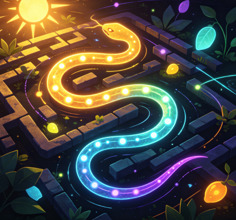 Sunny Secret Garden Neon Snake Adventure Game