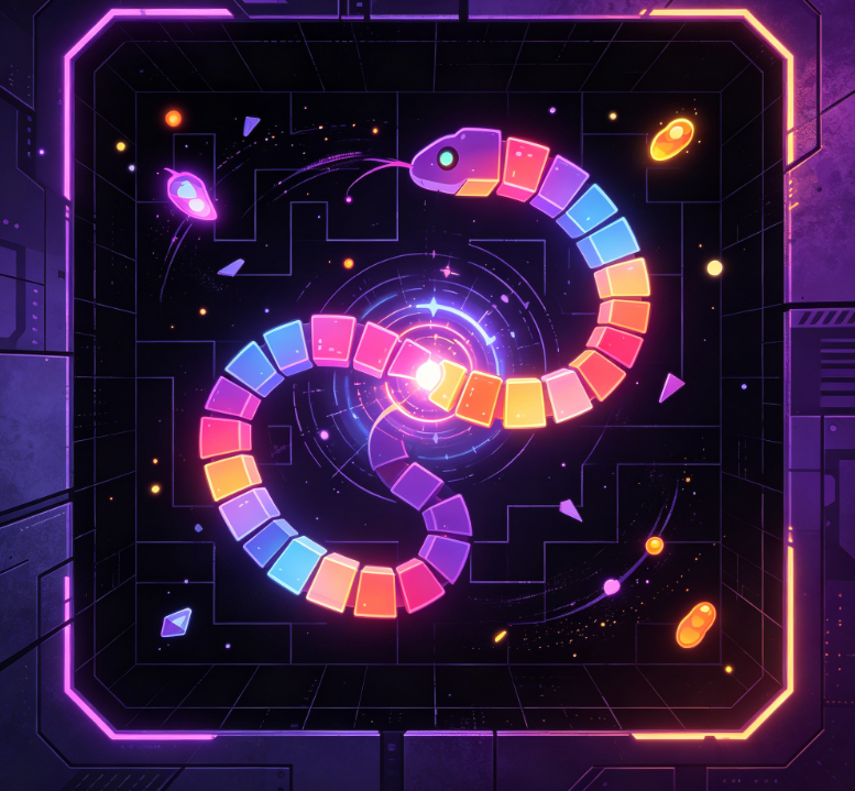 3D Deep Neon Snake Speed Challenge Game