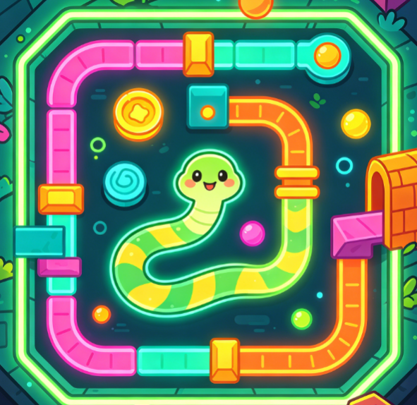 Colorful Block Snake Two Player Competitive Puzzle Game Image 2